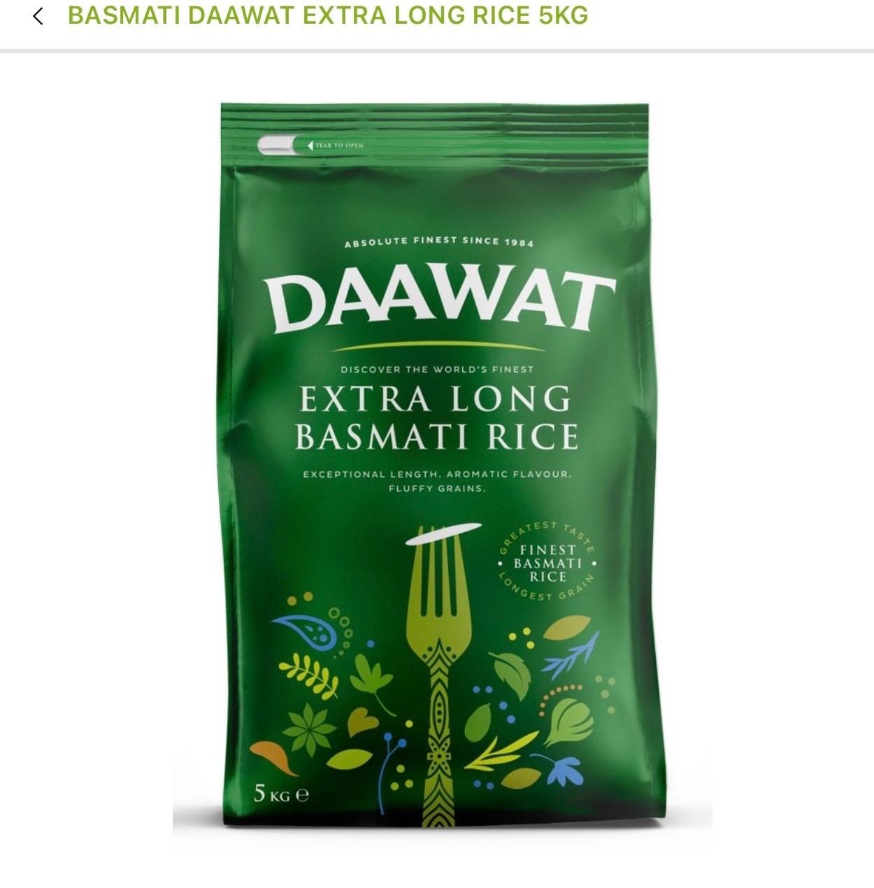 Daawat Extra Long Basmati Rice 5KG